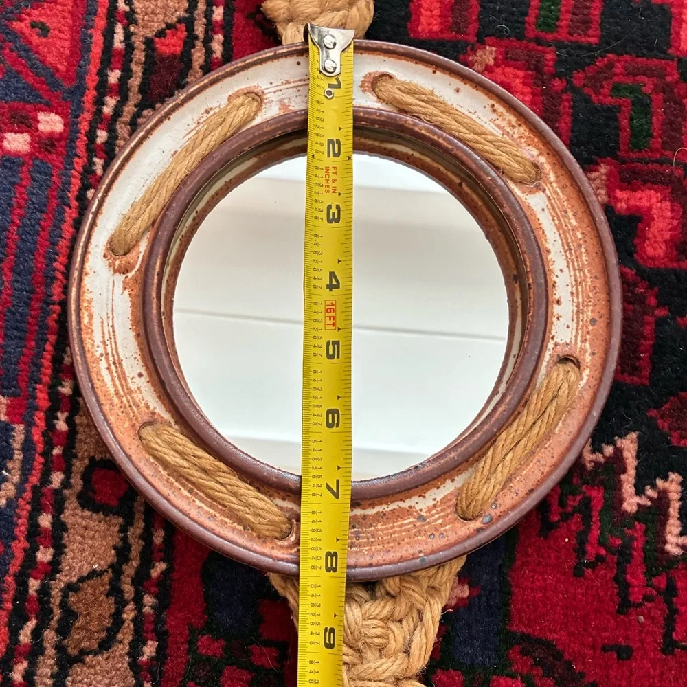 Vintage Studio Pottery Boho Mirror Wall Hanging
